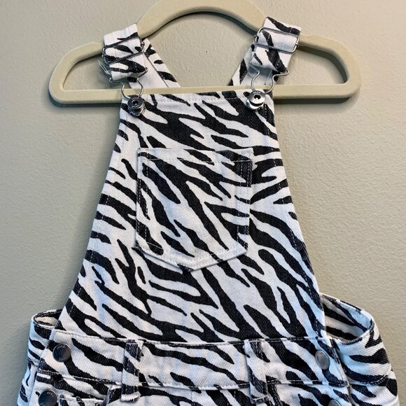 SEED HERITAGE Zebra Print Shortalls Girls 4 4T Denim Spring Shorts Overalls Kids - Picture 3 of 9